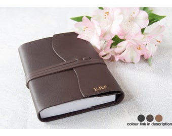Indra Handmade Leather Wrap Refillable Journal A6 Chocolate, Pocket Journal, Travel Journal (16cm x 12cm x 2cm) Can be Personalised!