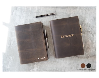 Diario Enya A5 personalizado, hecho a mano, de piel flor, recargable, color tostado rústico (22 x 16 cm), cuaderno de viaje, diario, cuaderno de bocetos, regalo para escritores.