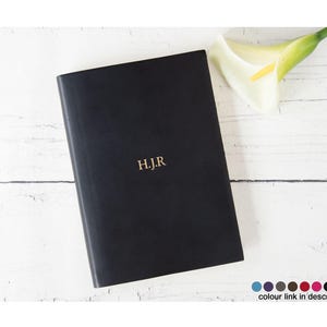 Preciso A5 Journal Handmade Italian Leather, Black (21cm x 15cm x 2cm) Can be Personalised!