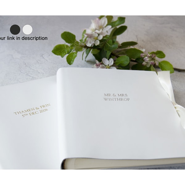 Puro Personalised Handmade Italian Leather Photo Album White with Gift Box (26x22cm) Wedding Anniversary Scrapbook Memory Book Gift