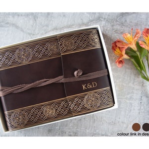 Olympia Photo Album Handmade Italian Recycled Leather Small Rustic Gold, Includes Gift Box (16cm x 22cm x 6cm) Can be Personalised!