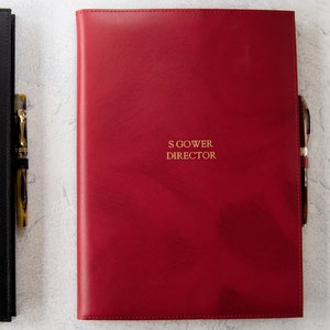 Nabucco A4 Nachfüllbares Notizbuch Handgefertigtes Italienisches Kalbsleder Bordeaux Rot (31 cm x 23 cm x 2 cm) Kann personalisiert werden!