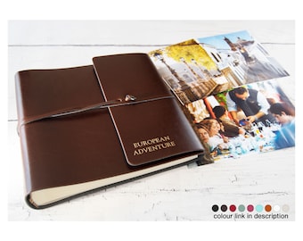 Álbum de fotos Pachino artesanal en piel reciclada italiana mediano, Chocolate (22 cm x 22 cm x 4 cm) – ¡Personalizable!