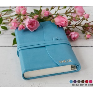 Caderno de endereços Capri feito à mão em couro italiano Aeroblue, pequeno (13 cm x 9 cm x 2 cm) Pode ser personalizado!