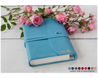 Capri Personalised Handmade Italian Leather Address Book Aeroblue (13x9cm) Contacts Telephone Directory, Free Initials Engraving!