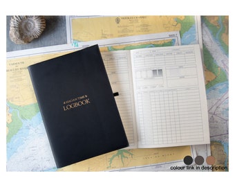 Indiana A4 Yacht Log Book Personalised Handmade Leather Refillable Journal Black (31x23cm) Nautical Sailors Boaters Gift