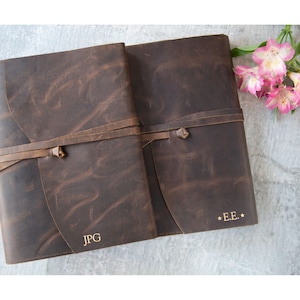 Enya A4 Refillable Journal Handmade Full-Grain Buff Leather Wrap, Rustic Tan (31cm x 23cm x 2cm) Can be Personalised!