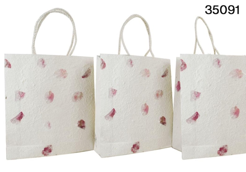 Eco Handmade Petals Gift Bags (Set of 3) Weddings, Party Favours, Goodie Bags Available in 4 Sizes: Extra Large, Medium, Small, Wine Carrier Petal Medium