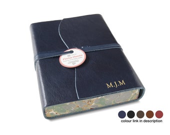 Firenze Classico Handmade Italian Full-Grain Vegetable Tan Leather Journal A5 Navy (21cm x 15cm x 3cm) Can be personalised!