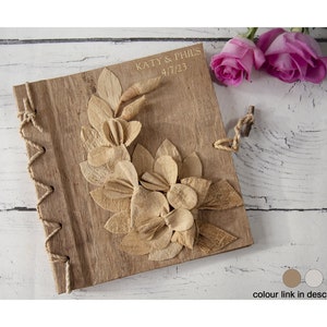 Flaura Photo Album Handmade Vegan Leather Mini Natural, Wedding Photo Album (20cm x 20cm x 2cm) Can be Personalised!