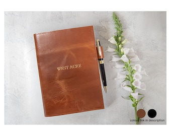 Enya A5 Refillable Journal Personalised Handmade Full-Grain Leather Travel Notebook Copper (22x16cm) Free Initials Engraving!