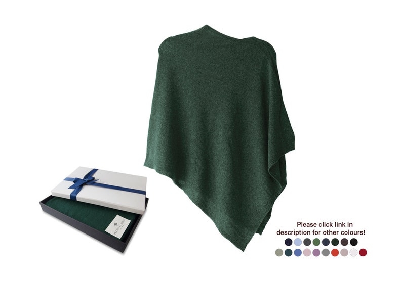 Firenze Cashmere Blend Poncho One size Dark Green ... A luxury gift for ladies of all ages. zdjęcie 1