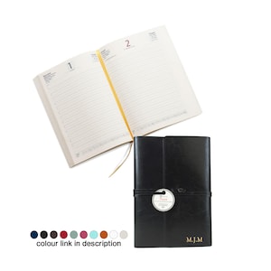 Tuscan A5 Planner 2025 Refillable Journal Handmade Italian Recycled Leather, Black (22cm x 16cm x 2cm) Can be Personalised!