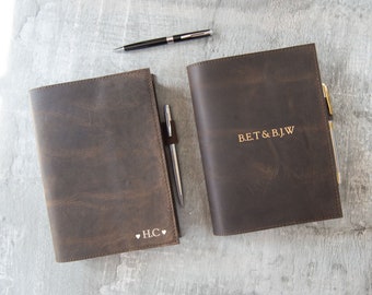 Handgefertigtes, nachfüllbares Tagebuch aus Vollnarbenleder von Enya, A5, rustikales Hellbraun (22 cm x 16 cm x 2 cm), kann personalisiert werden!