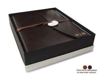 Romano Handmade Recycled Leather Wrap Photo Album Large Rustic, Includes Italian Made Gift Box (30cm x 24cm x 6cm) Can be personalised!