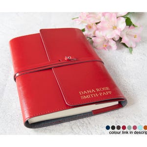 Tuscan A5 Refillable Journal Handmade Italian Recycled Leather, Red (22cm x 16cm x 2cm) Can be Personalised!