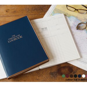 Cortona Handmade Italian Leather Yacht Log Book A4 Navy, Sailing Log Book, Includes Gift Box (31cm x 23cm x 2cm) Can be Personalised!