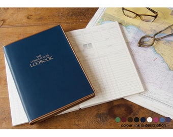 Cortona Handmade Italian Leather Yacht Log Book A4 Navy, Sailing Log Book, Includes Gift Box (31cm x 23cm x 2cm) Can be Personalised!