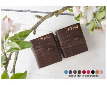 Capri Mini Personalised Handmade Italian Leather Pocket Journal Chocolate, Travel Purse Notebook Writers Gift (6x6cm) 430 Pages