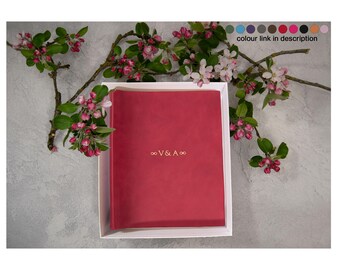 Capri Jazz-fotoalbum Gepersonaliseerde handgemaakt Italiaans leer bruiloft plakboek vuursteen geschenkdoos groot (30×24 cm) Gratis eerste gravure!