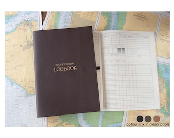 Indiana A4 Yacht Log Book Personalised Handmade Leather Refillable Journal Chocolate (31x23cm) Nautical Sailors Boaters Gift