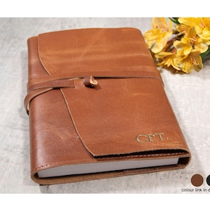Enya A5 Refillable Journal Personalised Handmade Full-Grain Leather Travel Notebook Copper Wrap (22x16cm) Free Initials Engraving!