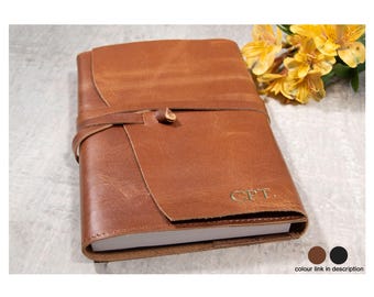 Enya A5 Refillable Journal Personalised Handmade Full-Grain Leather Travel Notebook Copper Wrap (22x16cm) Free Initials Engraving!