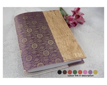 Sari A5 Refillable Journal Personalised Handmade Vegan Leather Travel Notebook Lilac (22x16cm) Free Initials Engraving!