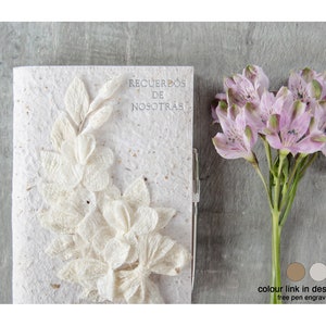 Flaura Handmade Refillable Journal A5 Bark Leather White, Vegan Leather Journal (21cm x 15cm x 2cm) Can be Personalised!