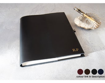 Acuto Handmade Italian Leather Refillable Journal A4 Black (30cm x 21cm x 2cm) Can be Personalised!