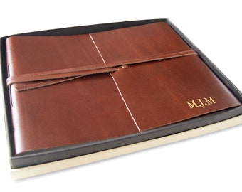 Beatnik Handmade Full-Grain Buff Leather Photo Album Large Copper Includes Gift Box (26cm x 33cm x 4cm) Can be personalised!