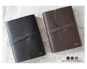 Indra Handmade Leather Wrap Refillable Journal A6 Black, Pocket Journal, Travel Journal (16cm x 12cm x 2cm) Can be Personalised!