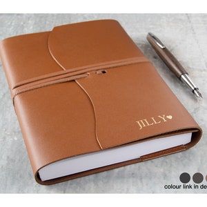 Journal Indra fait main avec pochette en cuir A5, cuivre (21 cm x 15 cm x 2 cm) personnalisable !