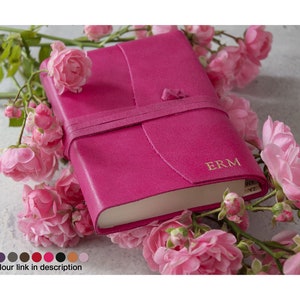 Capri Small Fuchsia Handmade Italian Leather Wrap Address Book (13cm x 9cm x 2cm) Can be Personalised!