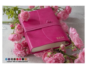 Capri Personalised Handmade Italian Leather Address Book Fuchsia (13x9cm) Contacts Telephone Directory A-Z Index Office Gift