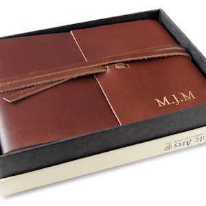 Beatnik Handmade Full-Grain Buff Leather Photo Album Small Copper Includes Gift Box (16cm x 22cm x 4cm) Can be personalised!