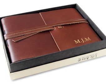 Beatnik Handmade Full-Grain Buff Leather Photo Album Small Copper Includes Gift Box (16cm x 22cm x 4cm) Can be personalised!