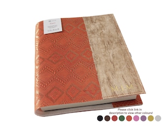 Sari Handmade Handbound Refillable Journal A5 Orange, Vegan Leather Journal (21cm x 15cm x 2cm) Can be Personalised!