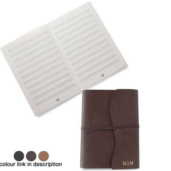 Indra Handmade Leather Refillable Journal Music Manuscript A4 Chocolate (31cm x 23cm x 2cm) Can be Personalised!