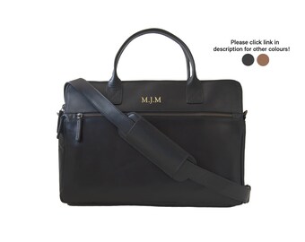 Wayfarer Handmade Leather Briefcase Large Black (27cm x 39cm x 5cm) Can be Personalised