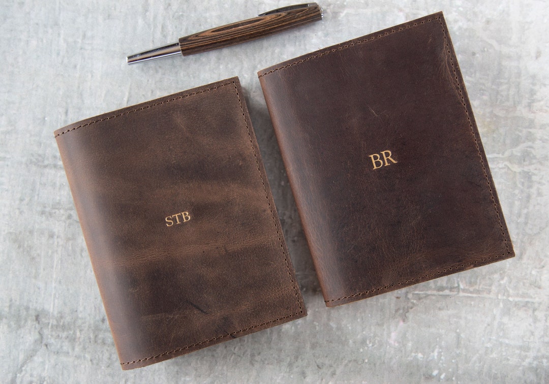 Enya Handmade Full-Grain Buff Leather Refillable Journal A6 Rustic Tan, Pocket Journal (16cm x 11cm x 2cm) Can be personalised!