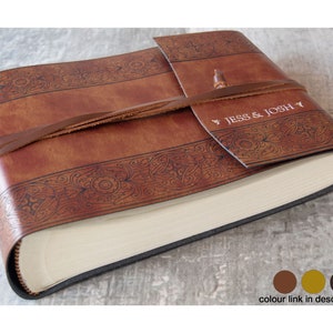 Maya Fotoalbum handgefertigt mit Einband aus Recyceltem Leder Geätzt Mini (16cm x 22cm x 6cm)