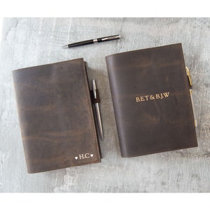 Enya A5 Refillable Journal Handmade Full-Grain Buff Leather Rustic Tan, Travel Journal (22cm x 16cm x 2cm) Can be Personalised!