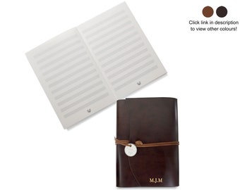 Romano Handmade Recycled Leather Refillable Journal A4 Rustic, MUSIC Manuscript (31cm x 23cm x 2cm) Can be Personalised!