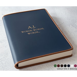 Cortona A5 Journal Handmade Italian Top-Grain Leather, Navy (21cm x 15cm x 2cm) Can be Personalised!