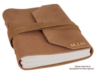 Beatnik Handmade Leather Bound Journal A6 Rustic Tan, Travel Journal (13cm x 9cm x 2cm) Can be Personalised!