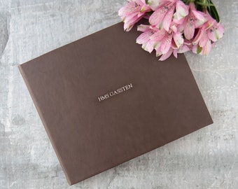 Chianti Handmade Italian Calf Leather Guest Book, Large Chocolate ( 22cm x 28cm x 2cm ) Can be personalised!