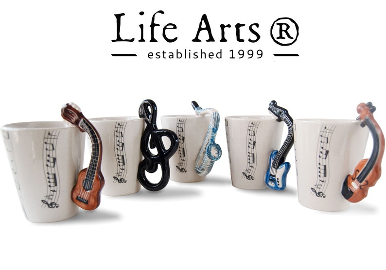 Life Arts Electric Guitar Handmade Hand-Painted Coffee Mug 8oz 10cm x 8cm A Perfect Gift for A Music Lover image 8