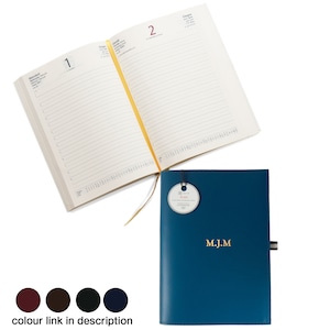Acuto A5 Planner 2025 Refillable Journal Handmade Italian Leather, Navy (22cm x 16cm x 2cm) Can be Personalised!