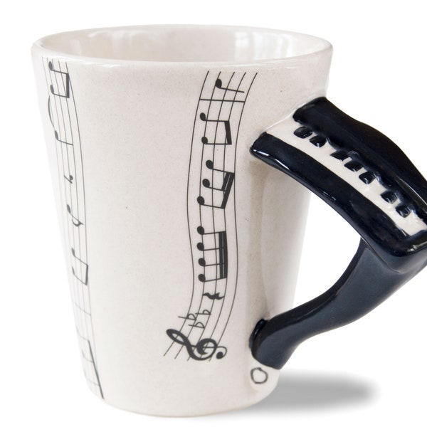 Life Arts Piano Handmade Hand-Painted Coffee Mug 8oz (10cm x 8cm) A Perfect Gift for A Music Lover!